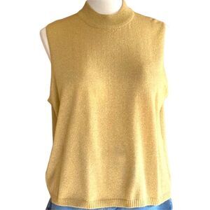Vintage Shirt Gold Knit Top Mock Neck Shell Blouse Size 3X • NEW WITH TAGS •